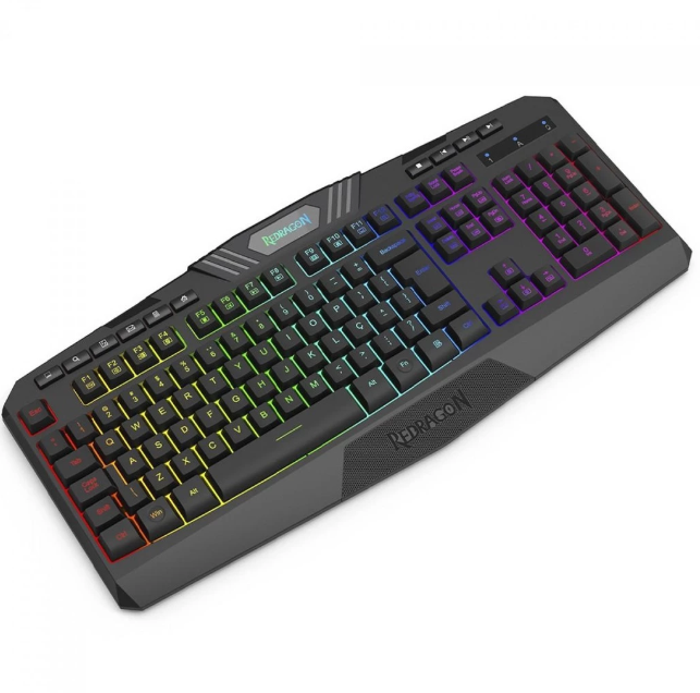 Teclado Gamer Redragon Harpe, Wireless, RGB, Membrana, ABNT2, Full-Size, Preto, K503-KS