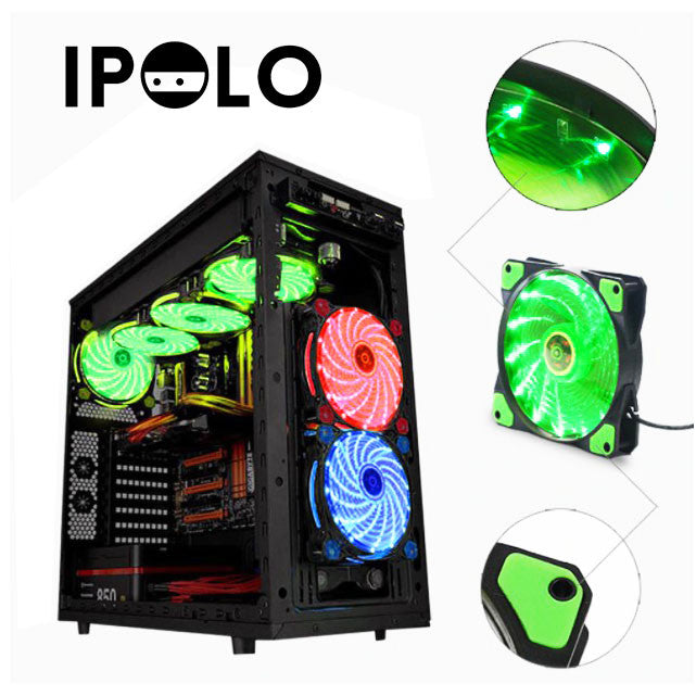 Cooler Fan Led Colorido Ventilação PC 1200RPM 12x12Cm